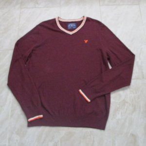 Preppy V-Neck Pullover Sweater sz XLT Maroon Athletic Fit